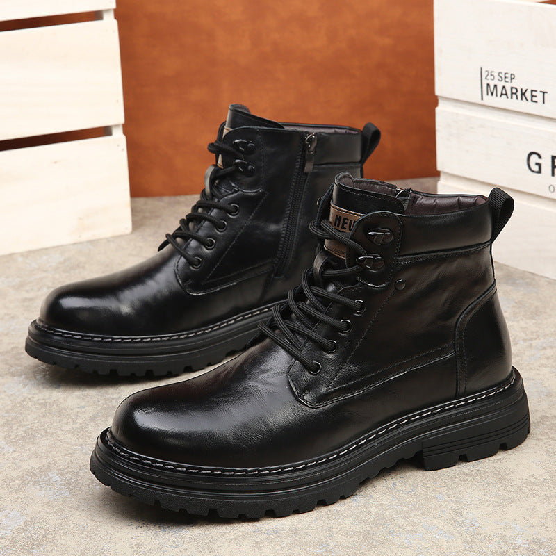 Herren-Lederstiefel, Echtleder, gefüttert, Schnürstiefel