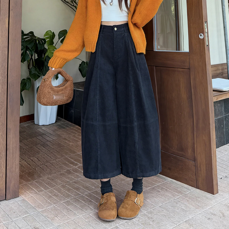 Damen-Cordhose, hoch tailliert, Ballon-Schnitt