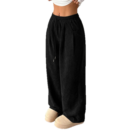 Damen-Cordhose mit weitem Bein und Kordelzug
