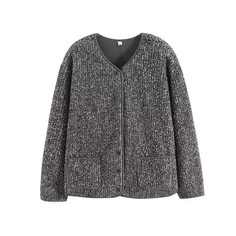 Strickjacke aus Lammfell-Imitat und Fleece