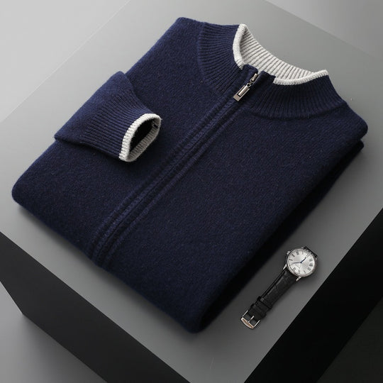 Herren-Strickjacke mit Reißverschluss und Stehkragen