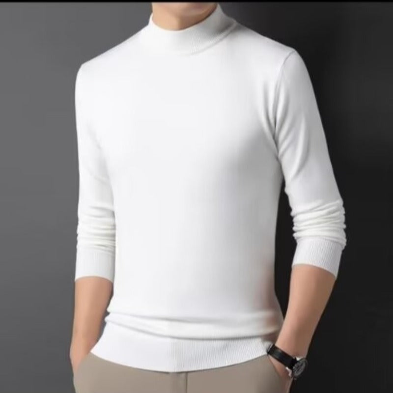 Herren-Wollpullover mit Rollkragen, schlicht und warm