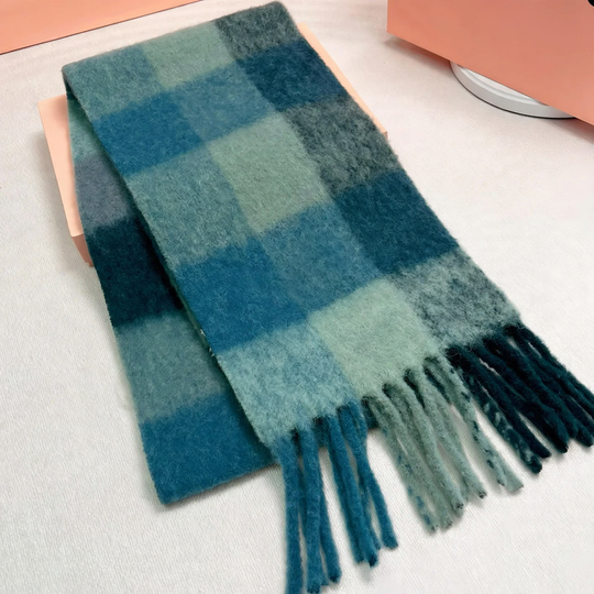 Langer Regenbogen-Schal aus Mohair-Wollmischung