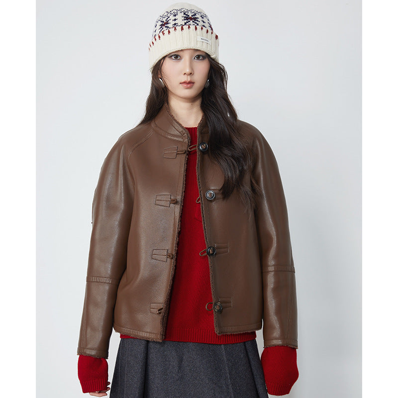 Damen-Lammfelljacke, wendbar, Herbst/Winter