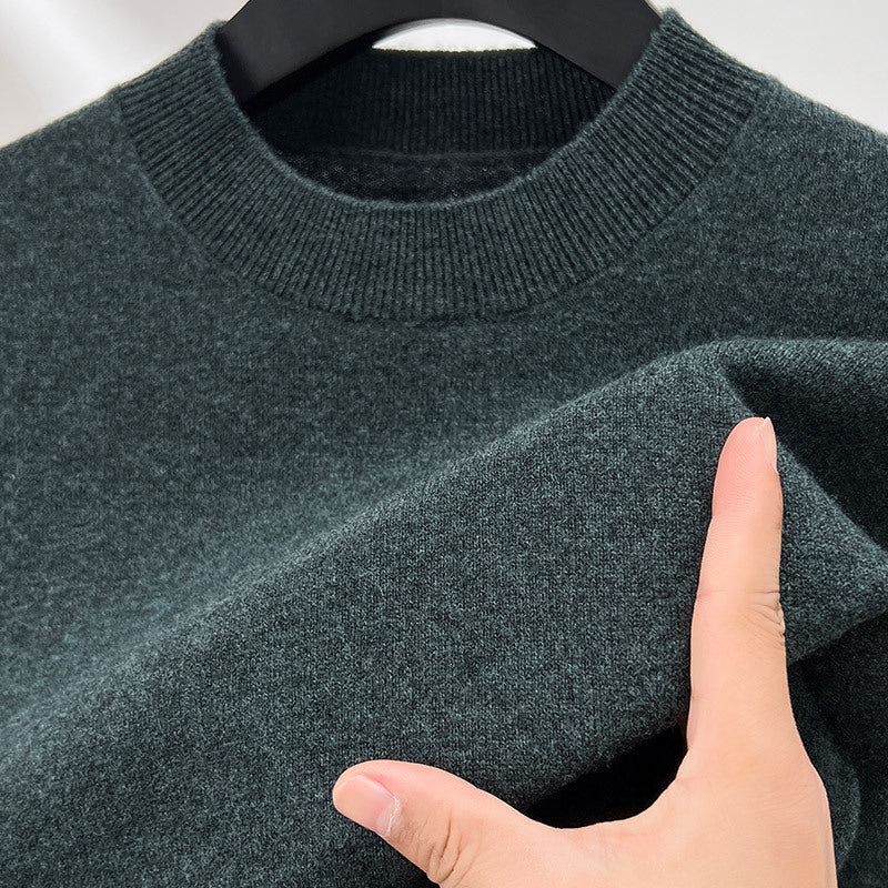 Herren-Wollpullover, 100% Wolle, Stehkragen, dick