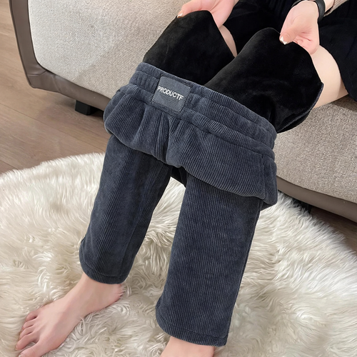 Damen-Cordhose, gefüttert, Karottenschnitt, schmaler Beinabschluss