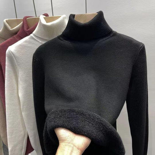 Herren-Strickpullover mit Fleecefutter und Stehkragen