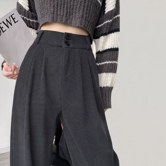 Gefütterte Chenille-Hose mit hohem Bund
