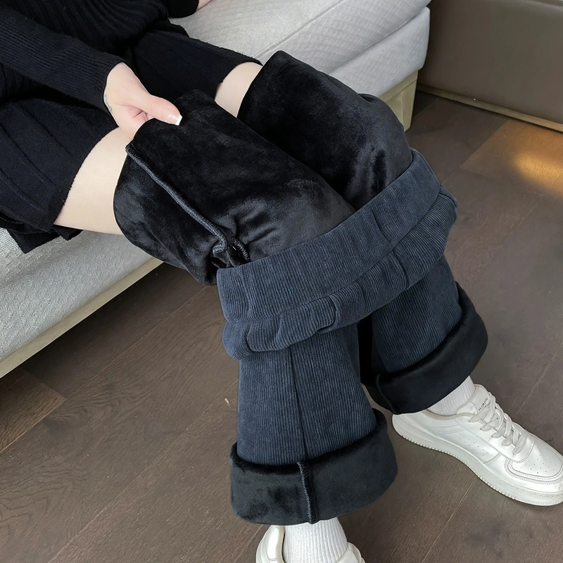 Damen Cordhose mit Schlag, gefüttert, Herbst und Winter