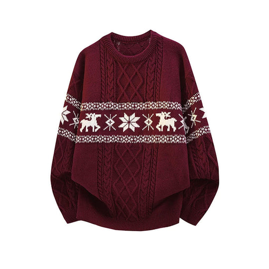 Fair-Isle Strickpullover mit Rentier-Muster