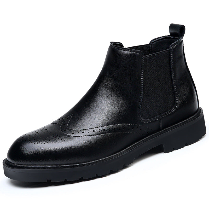 Klassische Herren-Chelsea-Boots mit Brogue-Details