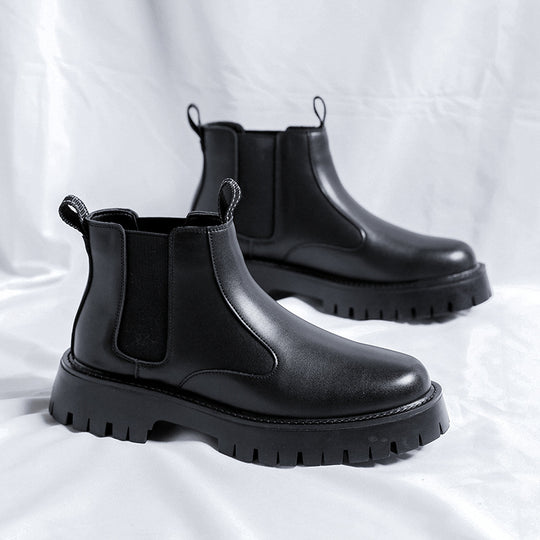 Herren-Chelsea-Stiefel, Mikrofaser, Gummisohle