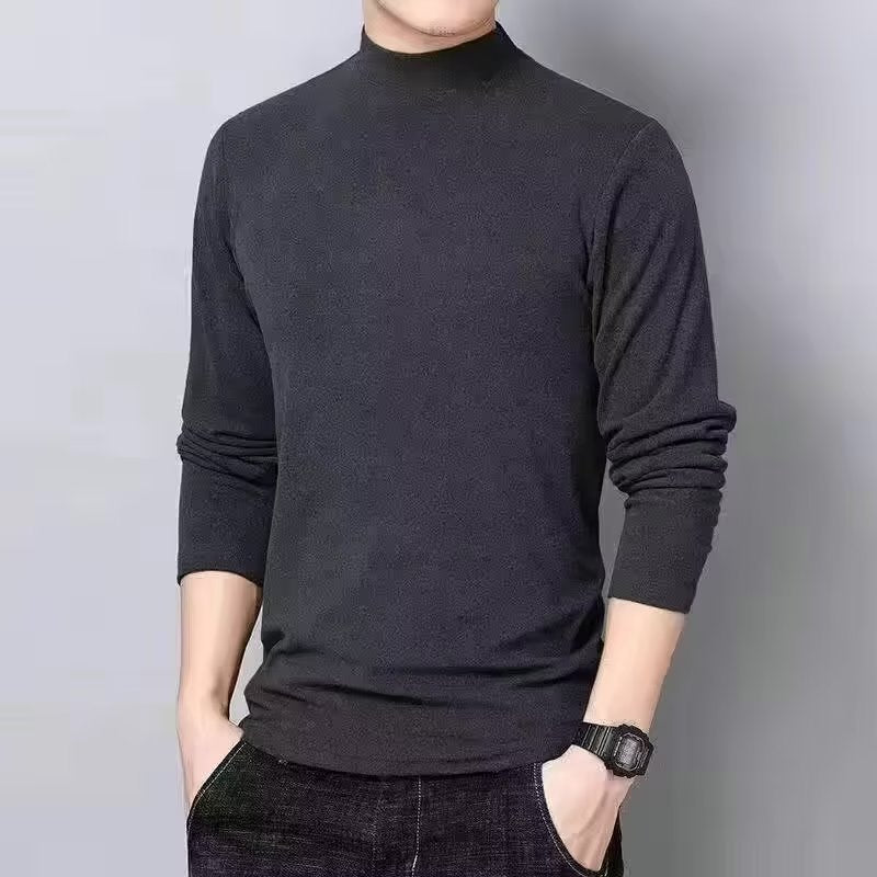 Herren-Langarmshirt mit Stehkragen, gefüttert