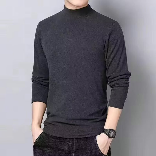 Herren-Langarmshirt mit Stehkragen, gefüttert