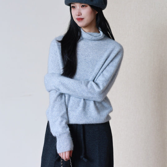 Damen-Woll-Kaschmir-Pullover, nahtlos, verschiedene Kragenformen