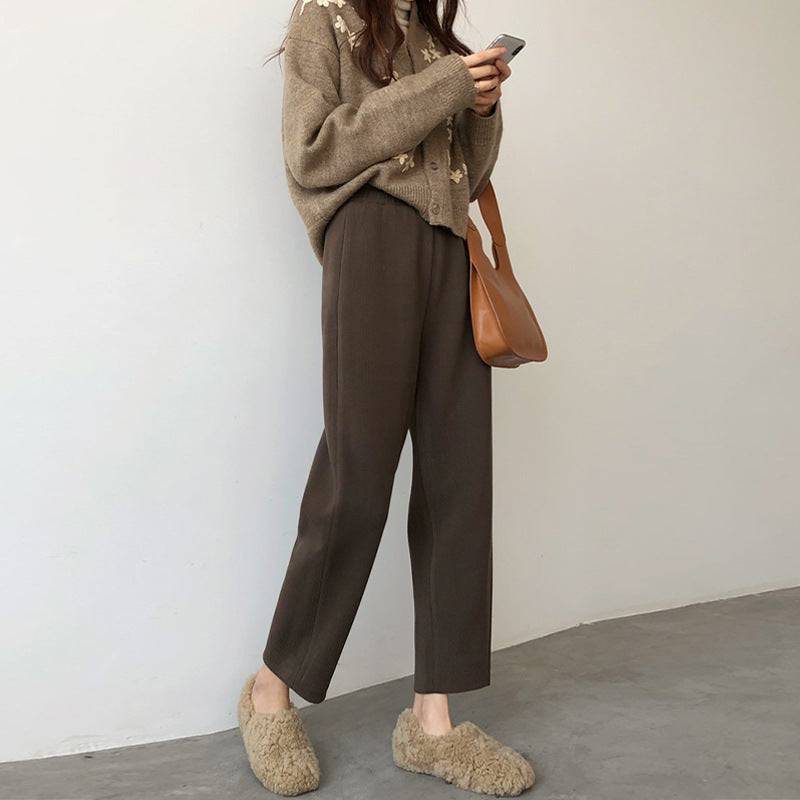 Cord-Hose mit hohem Bund, weit geschnitten, Damen