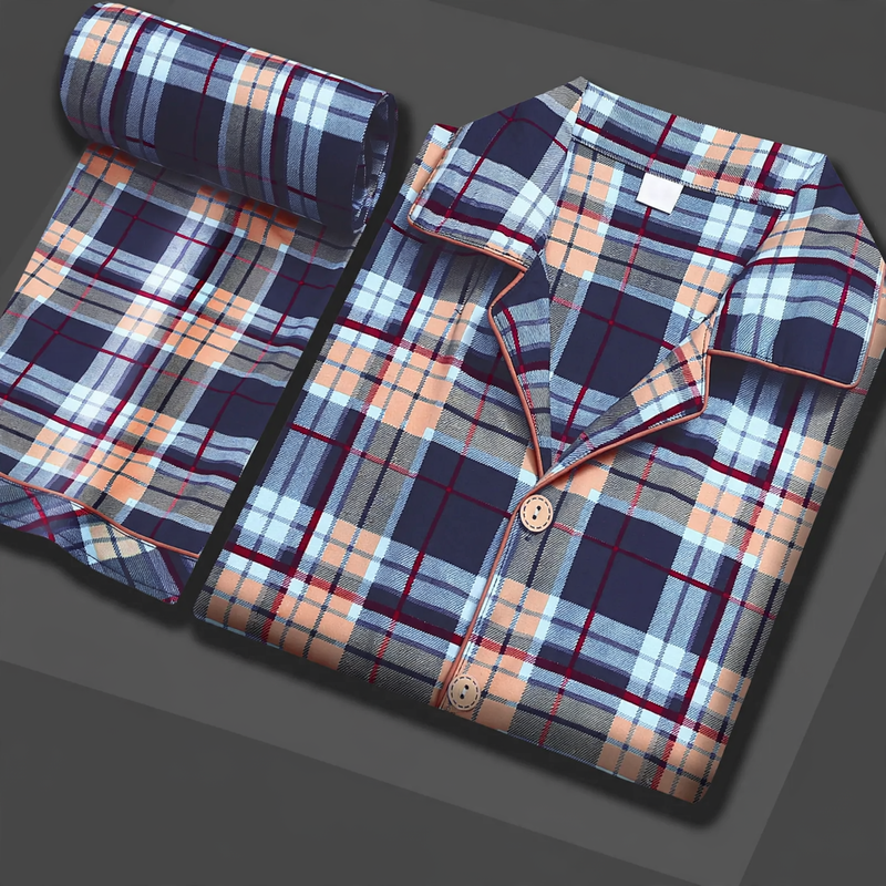 Herren-Pyjama-Set, 100% Baumwolle, vielseitig tragbar