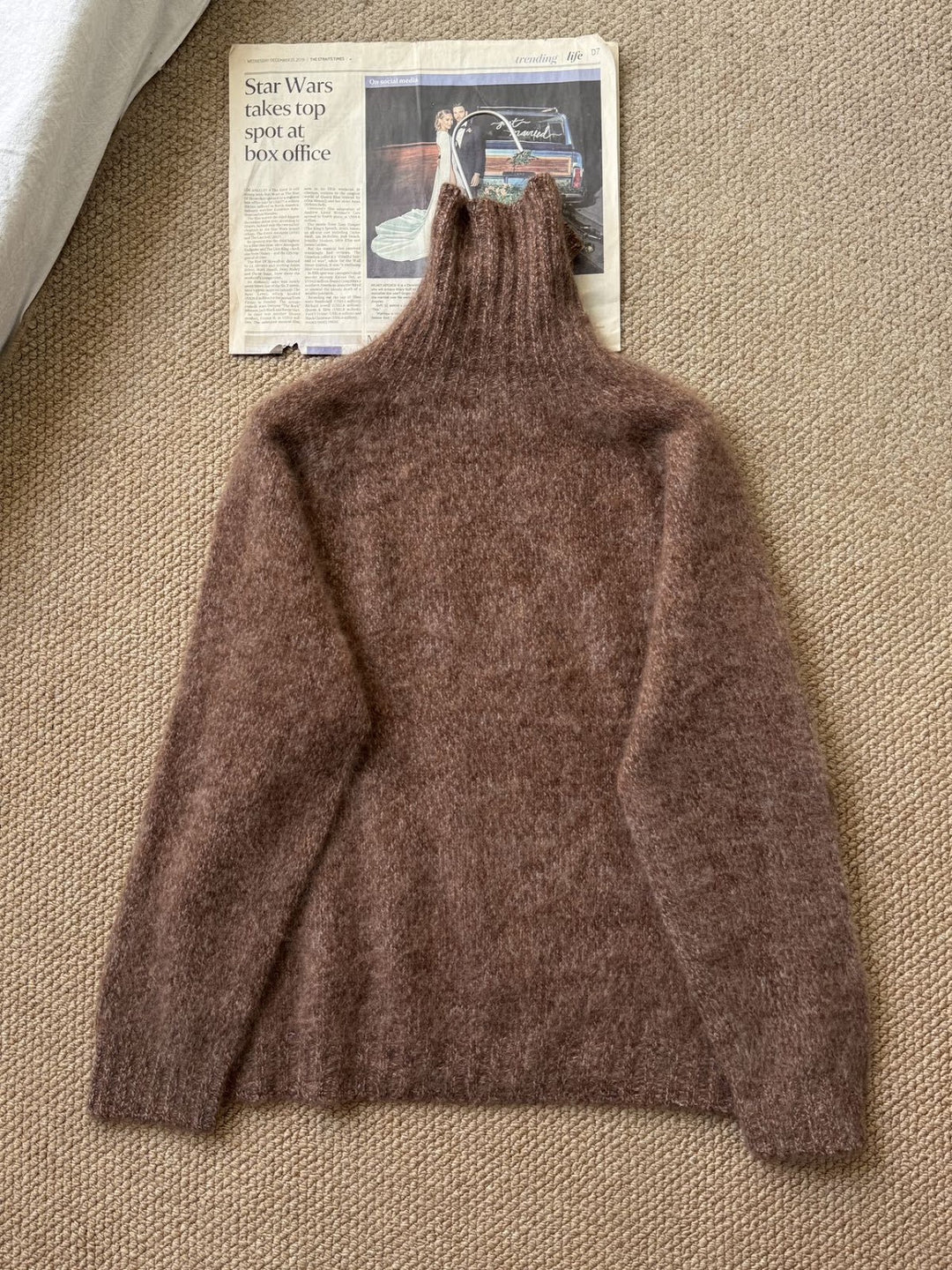 Damen-Rollkragenpullover aus 100% Schafwolle, locker
