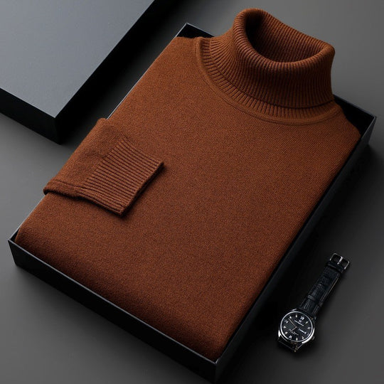 Herren-Rollkragenpullover, einfarbig, dick und locker