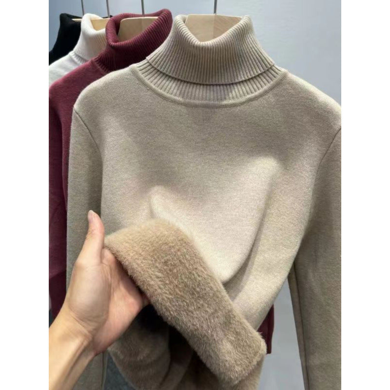 Herren-Strickpullover mit Fleecefutter und Stehkragen