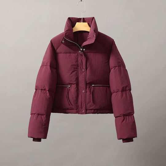 Kurze Damen-Steppjacke mit Stehkragen