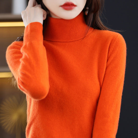 Eleganter Damen-Rollkragenpullover, Strick, locker geschnitten