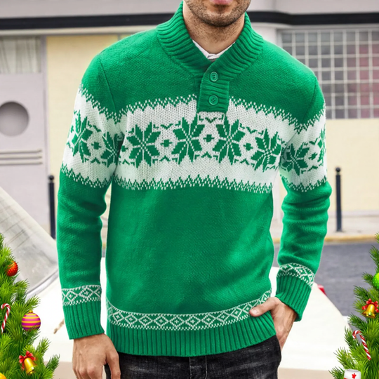 Weihnachts-Strickpullover, Jacquard-Muster, Langarm