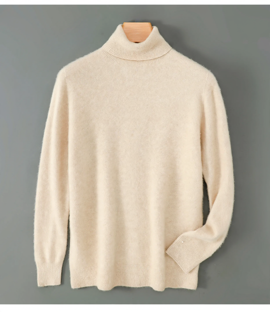 Herren-Wollpullover, Rollkragen, lockere Passform