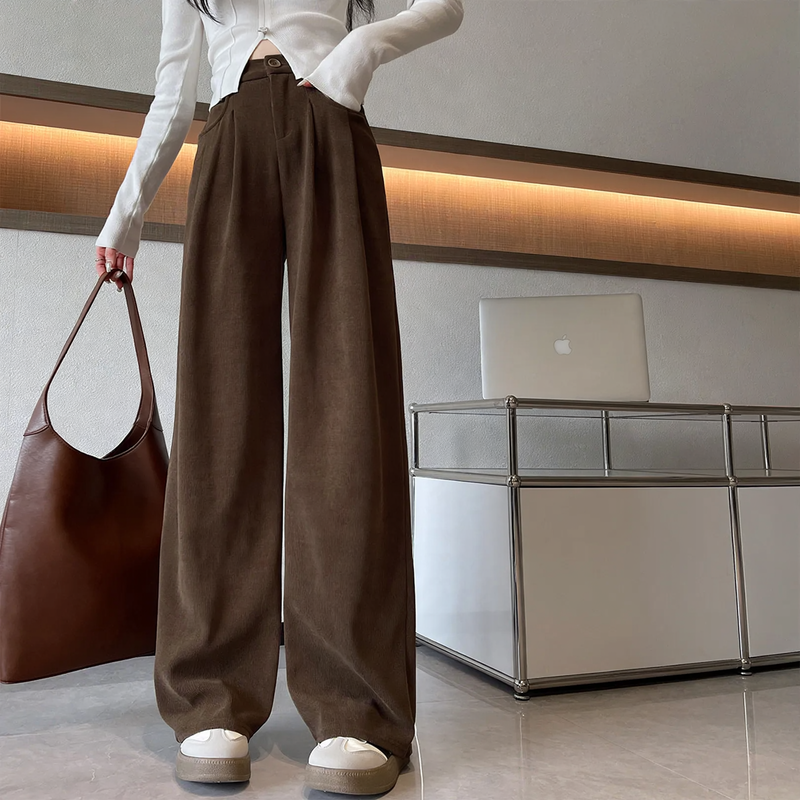 Damen-Cordhose, weit geschnitten, fließend