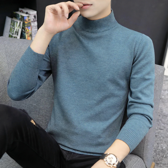Herren-Strickpullover mit halbem Kragen, wärmeisolierend
