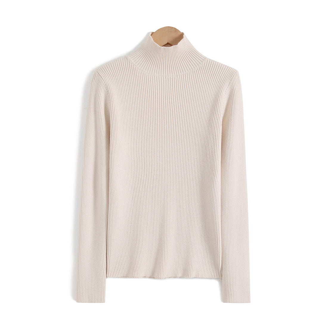 Damen-Strickpullover mit Stehkragen, schmal geschnitten
