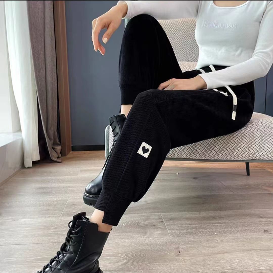 Gefütterte Chenille-Jogginghose für Damen, locker geschnitten