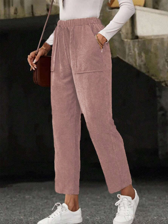 Damen-Cordhose, gerade geschnitten, mit Taschen