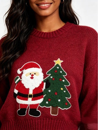 Weihnachtlicher Strickpullover mit Jacquard-Muster