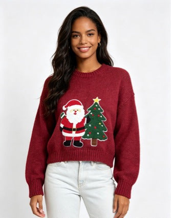 Weihnachtlicher Strickpullover mit Jacquard-Muster