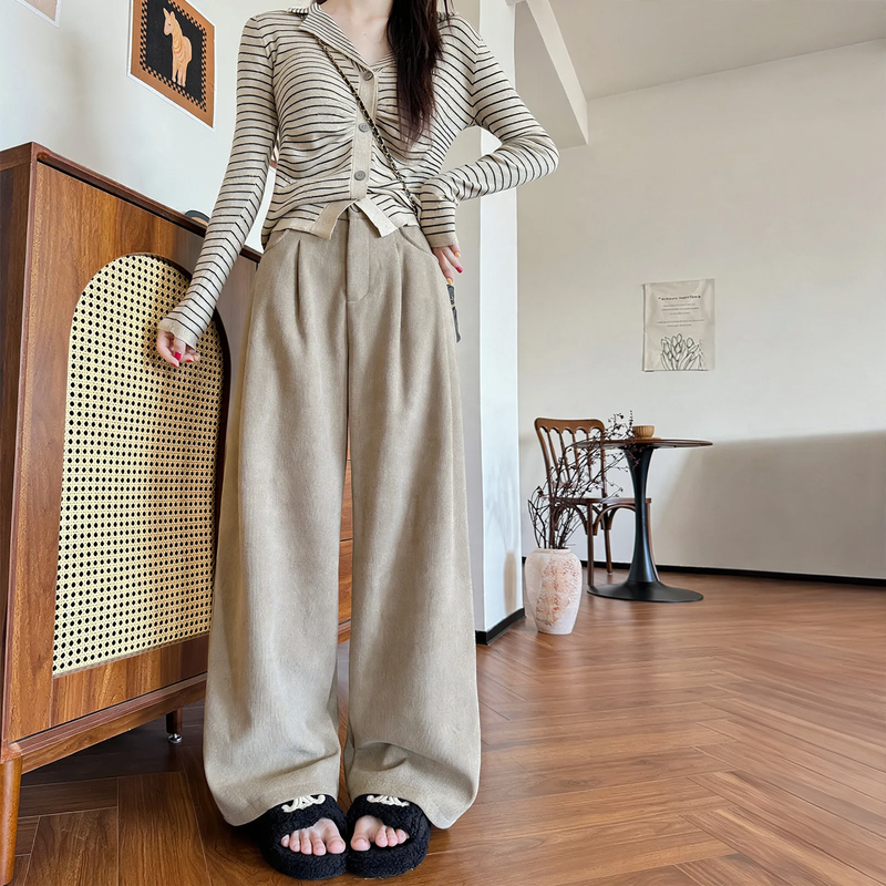 Elegante Cord-Hose für Damen, weit geschnitten