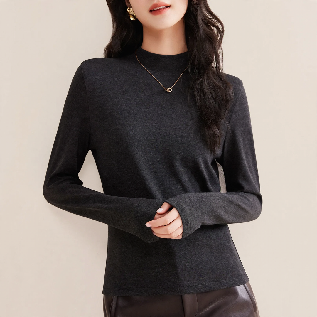 Damen-Thermo-Unterziehshirt mit Stehkragen, gefüttert