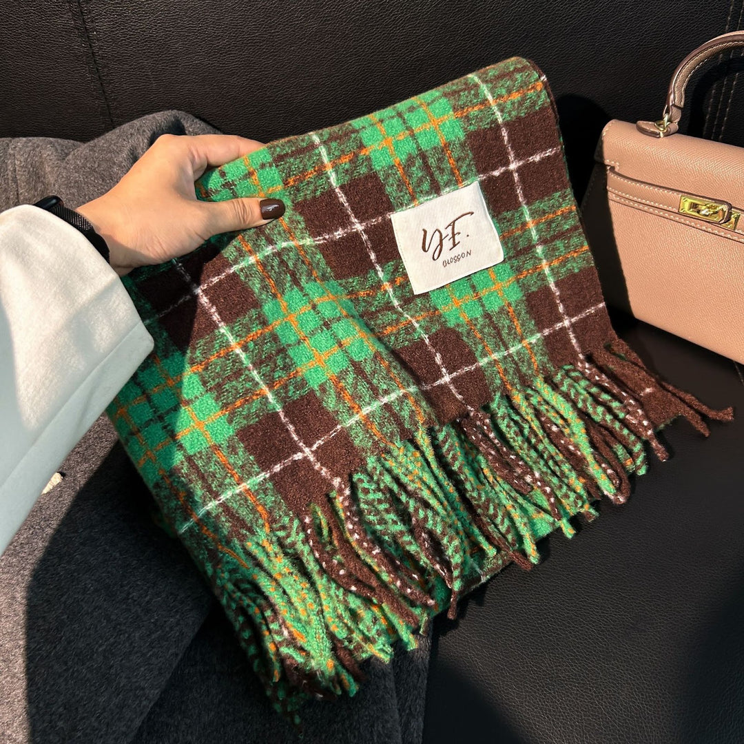 Dicker karierter Schal aus Mohair-Optik