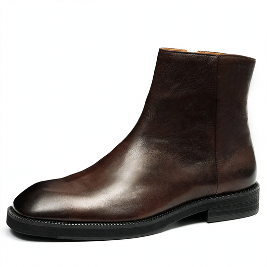 Herren-Chelsea-Stiefel, Rindsleder, rutschfeste Gummisohle