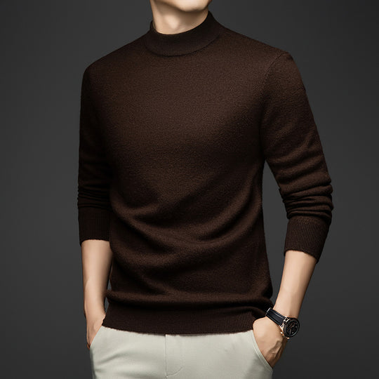 Herren-Wollpullover, 100% Wolle, Stehkragen, dick