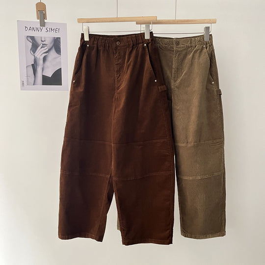 Lässige Cord-Cargohose mit elastischem Bund