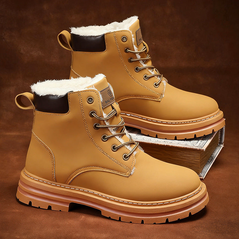 Gefütterte Herren-Winterstiefel, mittelhoher Schaft, warm