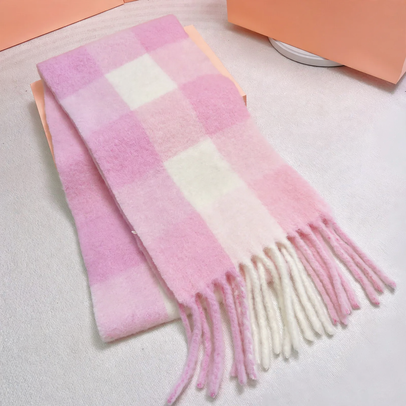 Langer Regenbogen-Schal aus Mohair-Wollmischung