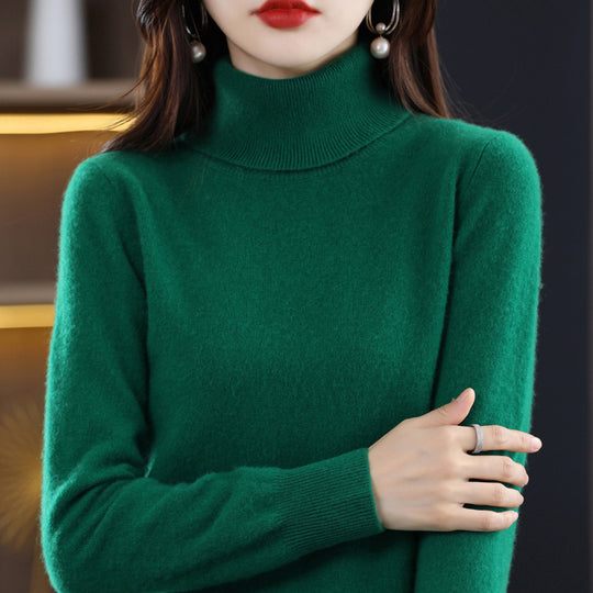 Eleganter Damen-Rollkragenpullover, Strick, locker geschnitten