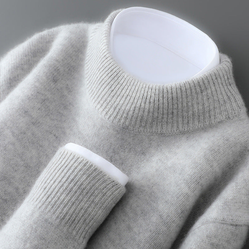 Herren-Pullover mit Stehkragen aus 100% Wolle