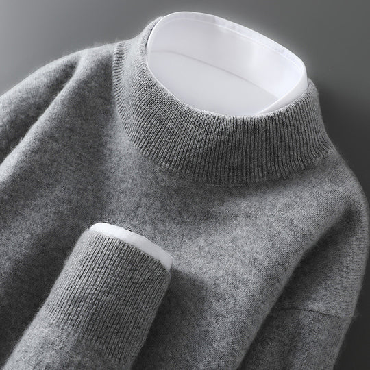 Herren-Wollpullover mit Stehkragen, 100% Wolle