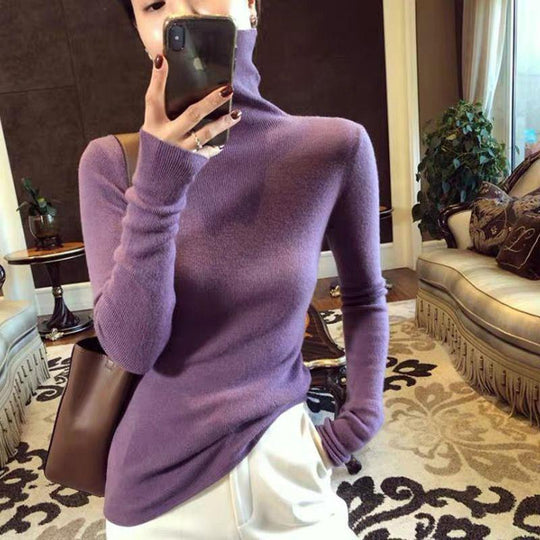 Schmaler Rollkragen-Strickpullover