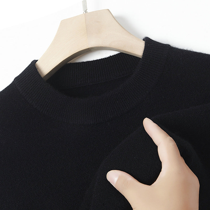 Herren-Kaschmirpullover, Rundhals, einfarbig