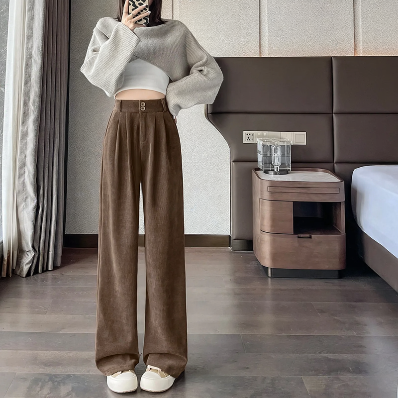 Damen-Cordhose, gefüttert, gerader Schnitt