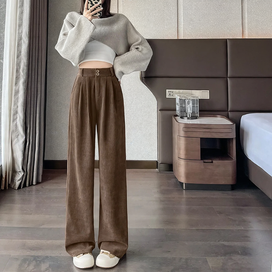 Damen-Cordhose, gefüttert, gerader Schnitt